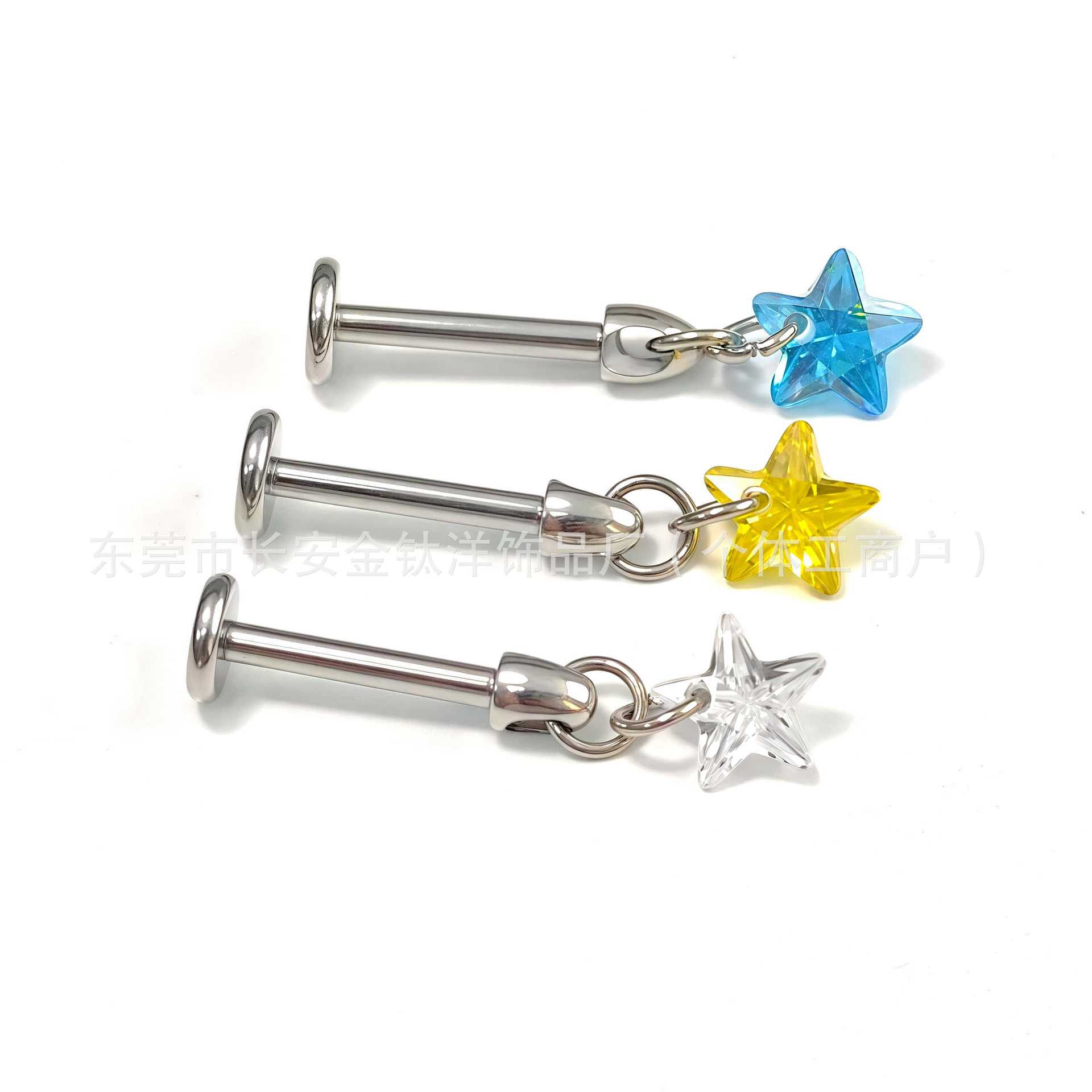 F136 Titanium Five-Pointed Star Pendant Ear Stud Zircon Ear Bone Stud Piercing Jewelry - Image 4