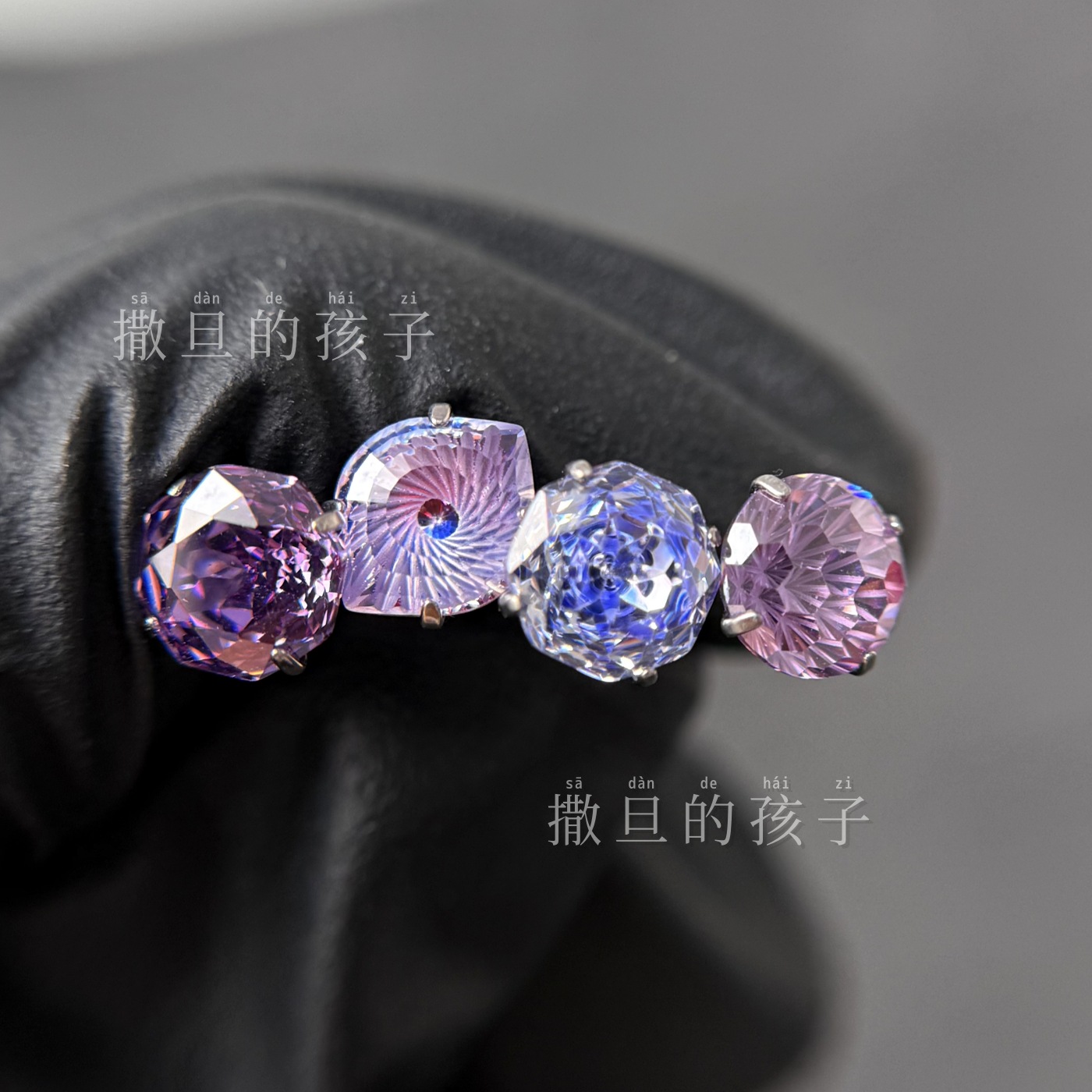 F136 Titanium Alloy Midsummer Night's Dream Purple Tongue Piercing Internally Threaded Sparkling Tongue Barbell - Image 4