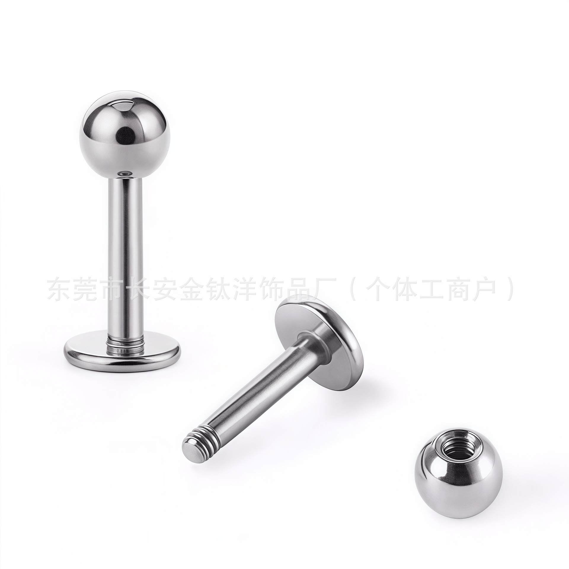 G23 Titanium External Thread Cone Ball Round Cake Tongue Nail Lip Ear Bone Nail - 1.2x16mm Ti Alloy Body Piercing Jewelry - Image 2