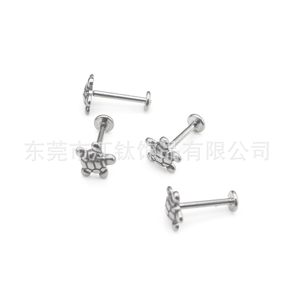 G23 Titanium Turtle Earrings Ear Bone Nails Internal Thread Body Piercing Jewelry - Image 5
