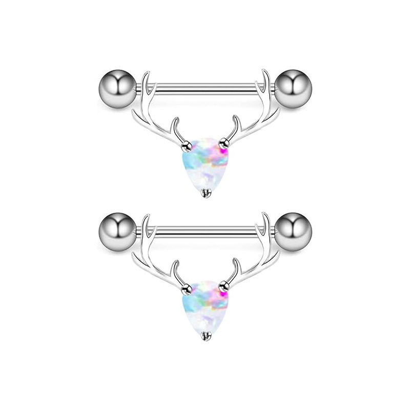 Stainless Steel Nipple Ring with Bowknot, Heart Zircon & Devil Wings - Custom Design - Image 3