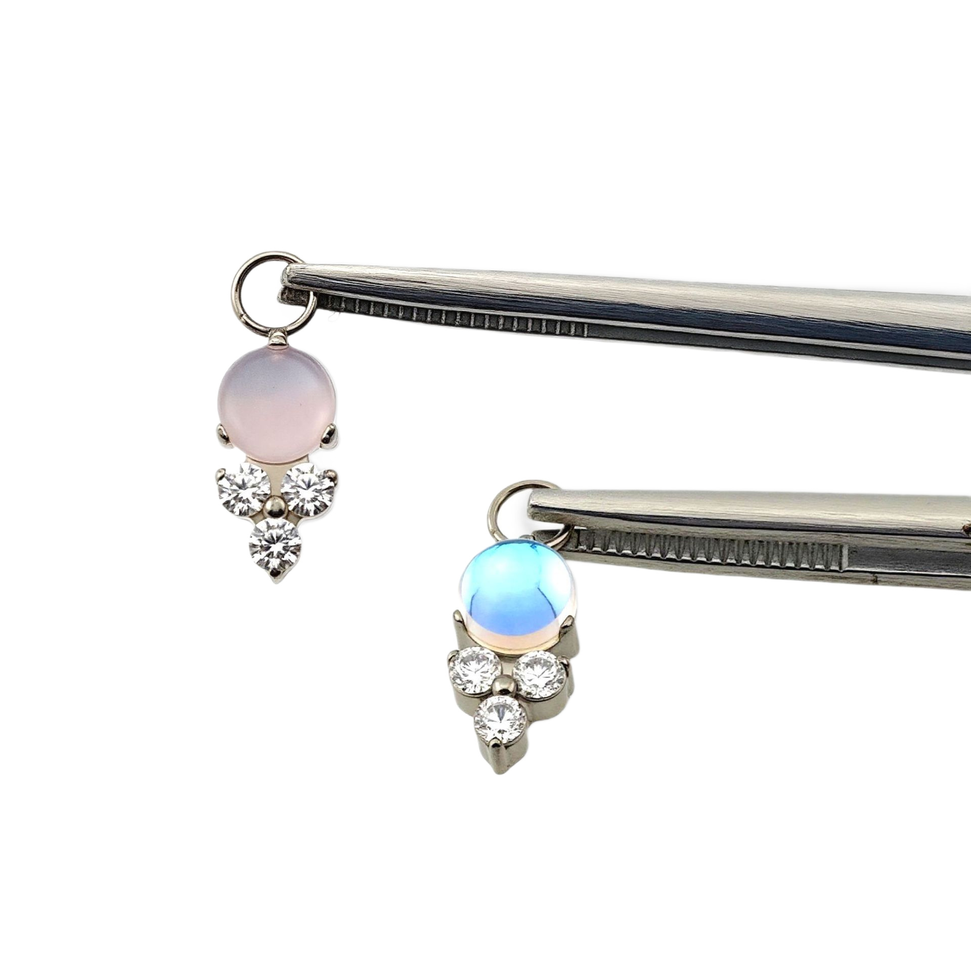 F136 Titanium Moonstone Ice Cream Stud Earring - Blue Opal - 1.2x10mm Cartilage Piercing Jewelry - Image 5