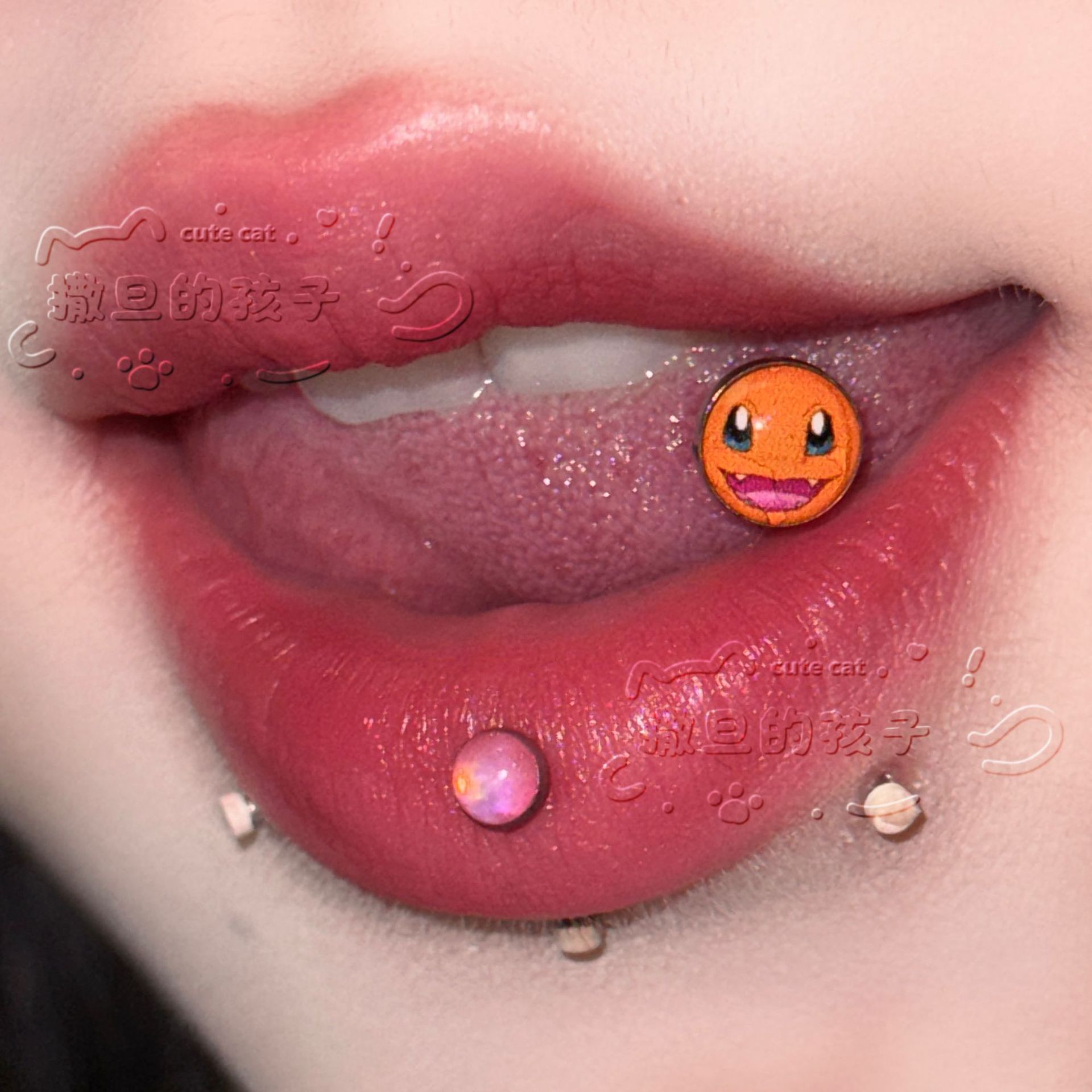 Satan's Child Pokemon Charmander Tongue Nail Drinkable Cute Piercing Jewelry New 2025 Summer 316L Surgical Steel - Image 4