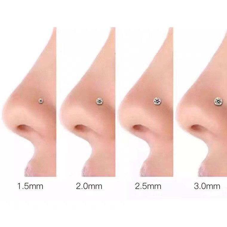 G23 Titanium Inlaid Zircon Nose Stud S L Rod Integrated Nose Piercing Jewelry 16G - Image 3