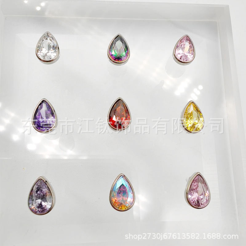 Titanium Teardrop Earring with 5A Zircon - G23 Alloy Implant Grade Cartilage Stud for Ear Piercing - Image 3