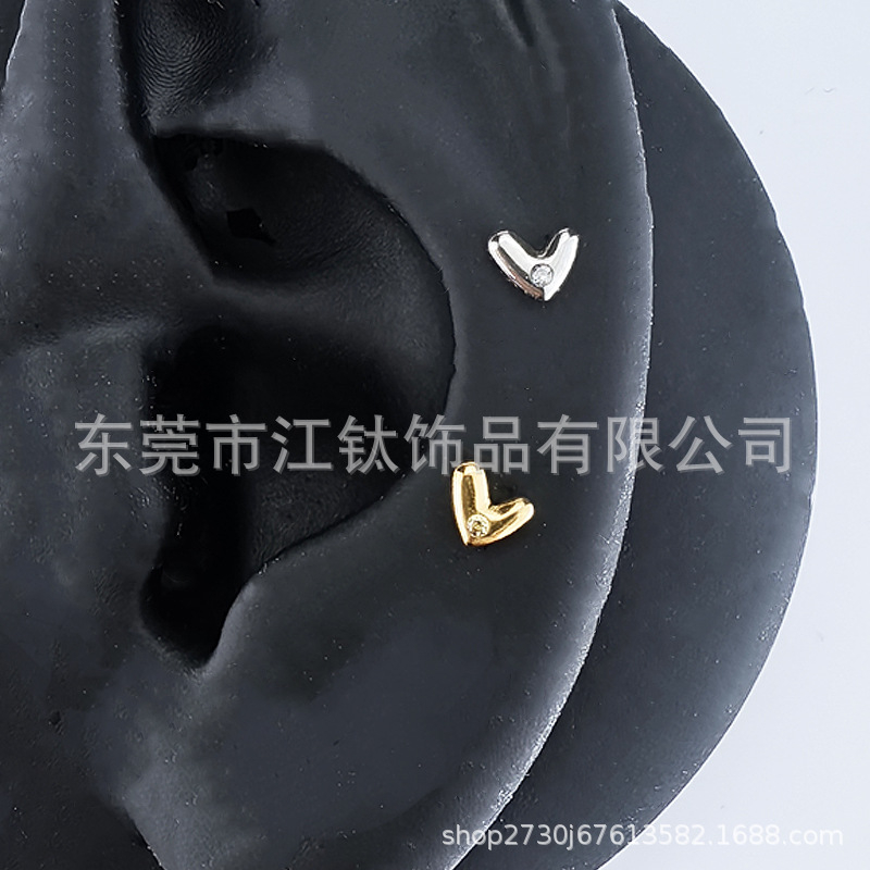 Heart Shape CZ Zircon G23 Titanium Alloy Ear Cartilage Stud Piercing Jewelry - Image 4