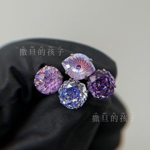 F136 Titanium Alloy Midsummer Night's Dream Purple Tongue Piercing Internally Threaded Sparkling Tongue Barbell
