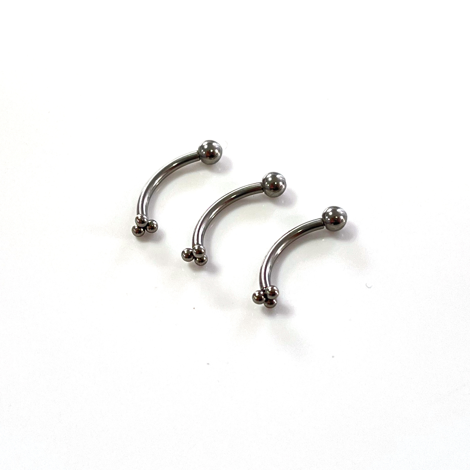 G23 Titanium Curved Eyebrow Barbell Inner Thread Three Ball Eyebrow Stud Body Piercing Jewelry - Image 4