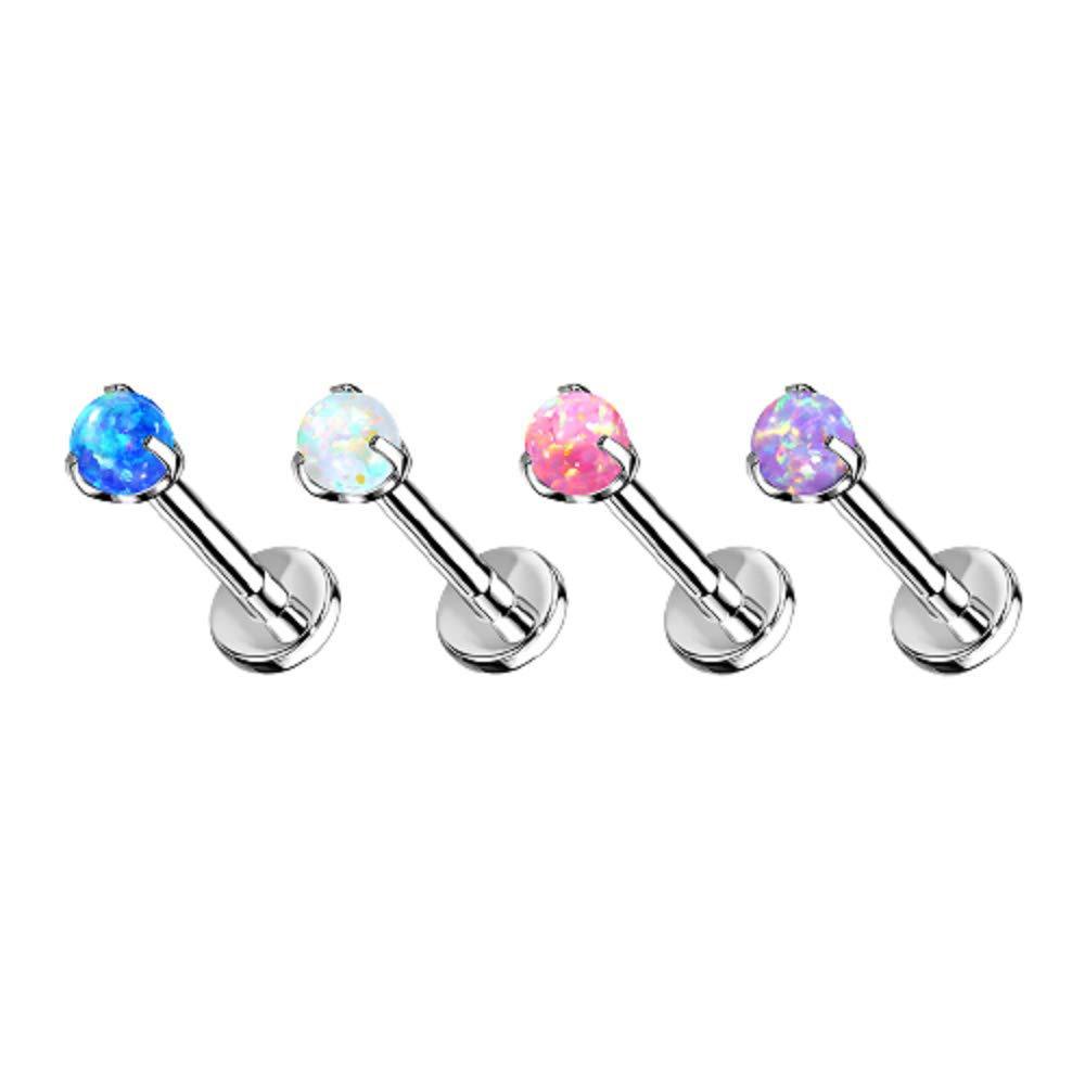 G23 Titanium Opal Ball Labret Stud Ear Cartilage Lip Nose Piercing Jewelry 16G - Image 5