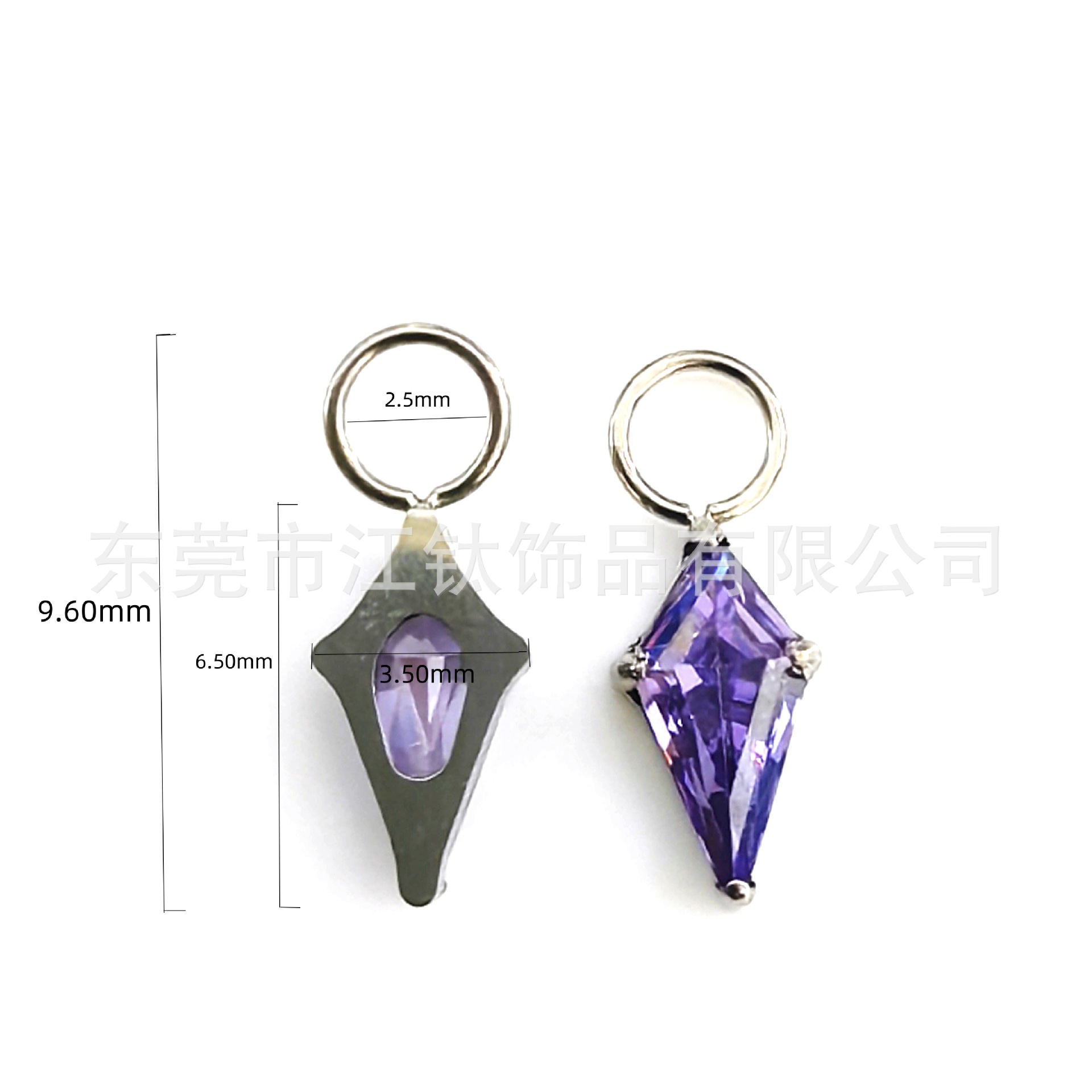 G23 Titanium ASTM F136 Ear Cartilage Stud with Kite Stone Pendant - Green Gem Body Jewelry - Image 2