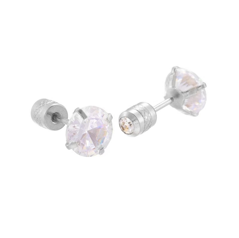 Stainless Steel Zircon Huazi Earrings Simple Fashionable Small Earrings Korean Unisex Ear Pin - Image 3