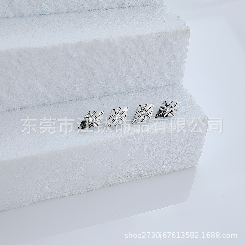 G23 Titanium Ear Bone Nail Rhombus Zircon Cross-Border Hot Selling Body Piercing Jewelry Ear Nail - Image 4