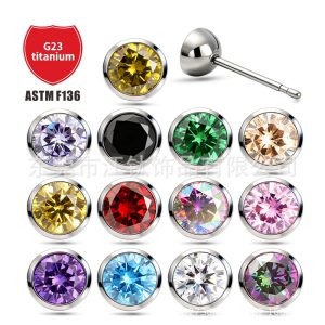 G23 Titanium Alloy Cartilage Earring with Zircon Butterfly Buckle - Ear Piercing Jewelry
