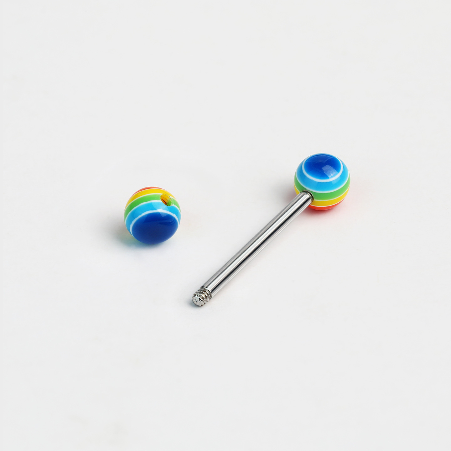 Double-Ended Rainbow Tongue Barbell 14G Titanium Steel Acrylic External Thread Oral Piercing Jewelry Wholesale - Image 4