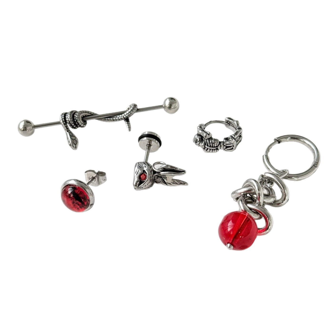 Punk Earrings Dark Aesthetics Gothic Ear Bridge Studs Titanium Steel - Image 5