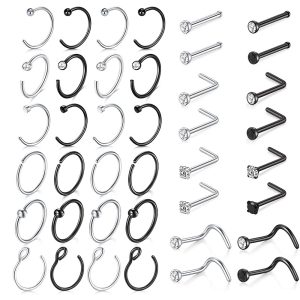 316L Surgical Steel Nose Stud Mixed Wholesale - Elegant Diamond Shape Nose Ring