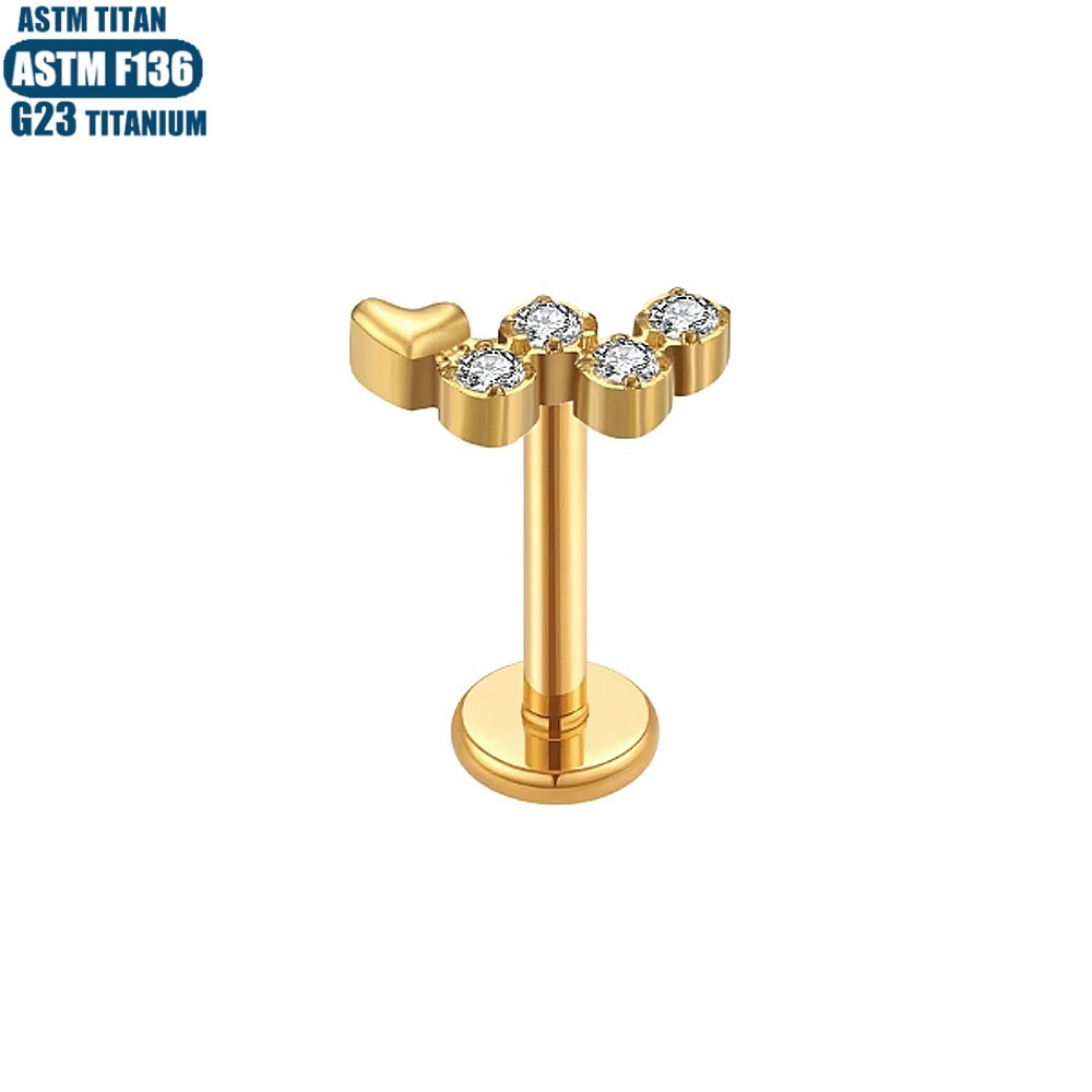 F136 Titanium Perforated Zircon Earrings Inner Tooth Thread Lip Ring Tragus Small Earring Diaphragm Jewelry - Image 3
