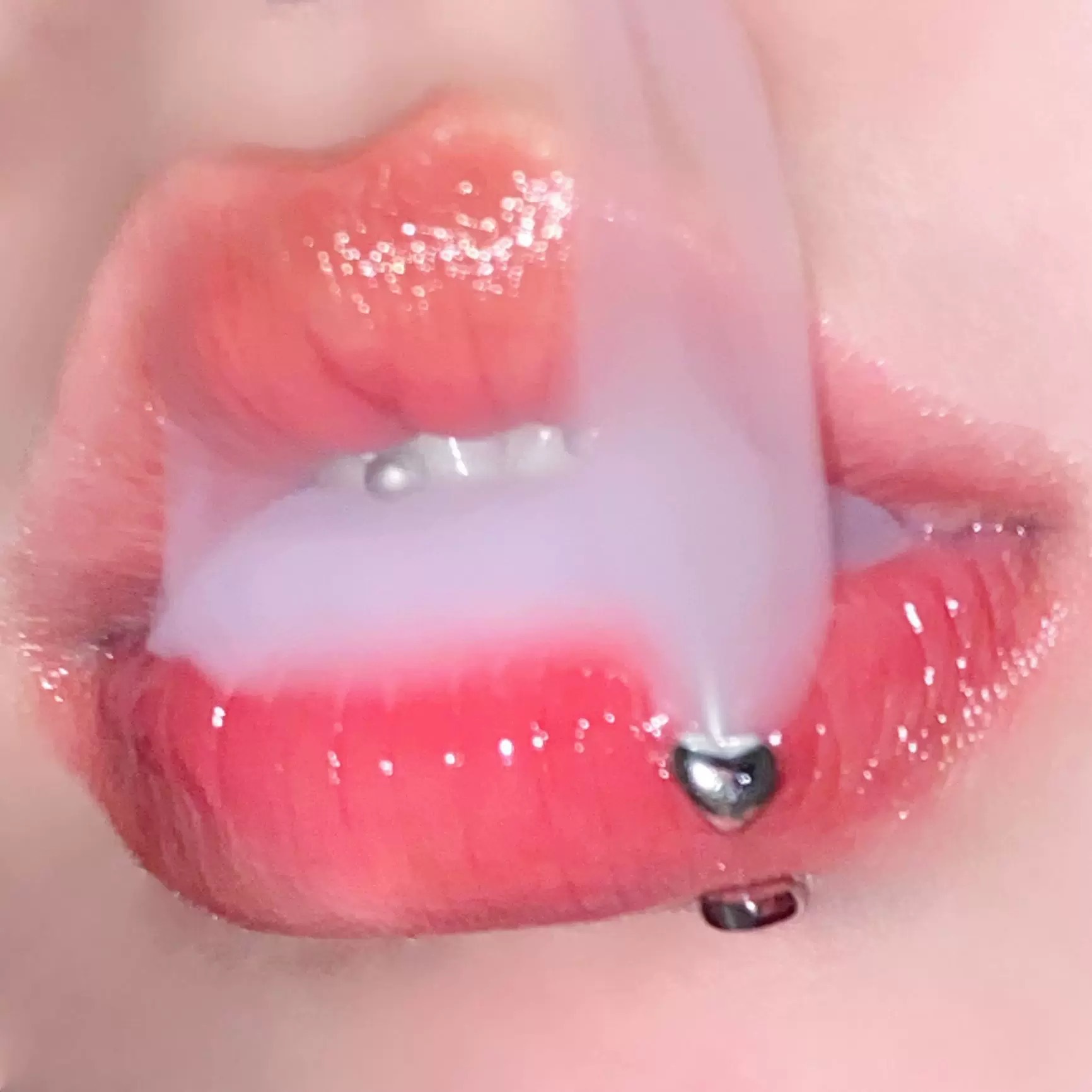 Double-Ended Heart Lip Ring C-Shaped Hoop, Ear Bone Cartilage Piercing Jewelry, Externally Threaded Titanium Steel Lip Hoop - Image 2