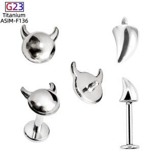 F136 Titanium Little Devil Head Horn Earrings Lip Nails Nose Nails G23 Titanium Alloy Body Piercing Jewelry Ear Bone Nails