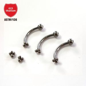 G23 Titanium Curved Eyebrow Barbell Inner Thread Three Ball Eyebrow Stud Body Piercing Jewelry