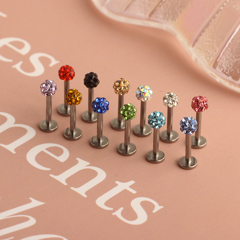 G23 Titanium Lip Stud 8mm Ball Flat Bottom Rod Earrings Body Piercing Jewelry - Image 2