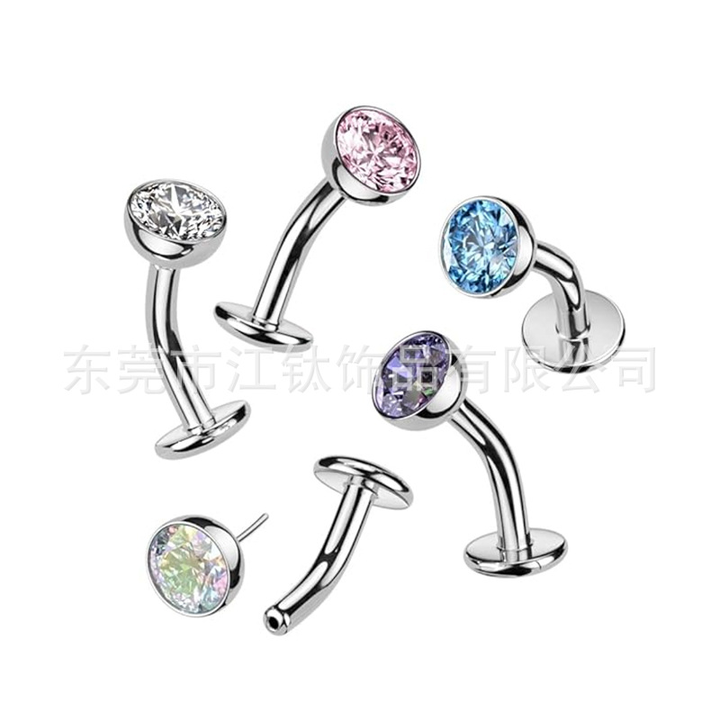 F136 Titanium Navel Ring with Zircon Butterfly CZ Flat Belly Button Piercing Jewelry G23 Titanium Body Piercing - Image 5