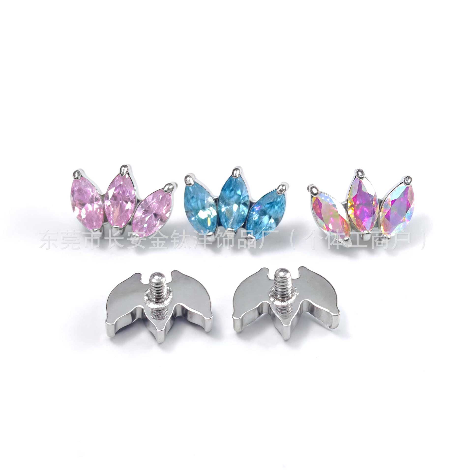 F136 Titanium Marquise Bezel 5A Zircon Lip Nail Nose Nail Ear Bone Nail G23 Titanium Alloy Body Piercing Jewelry in Stock - Image 3