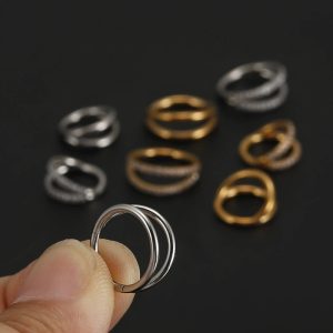Stainless Steel Septum Ring Closed Hoop Earrings Ear Nail Piercing Jewelry Double Ring Geometric Style