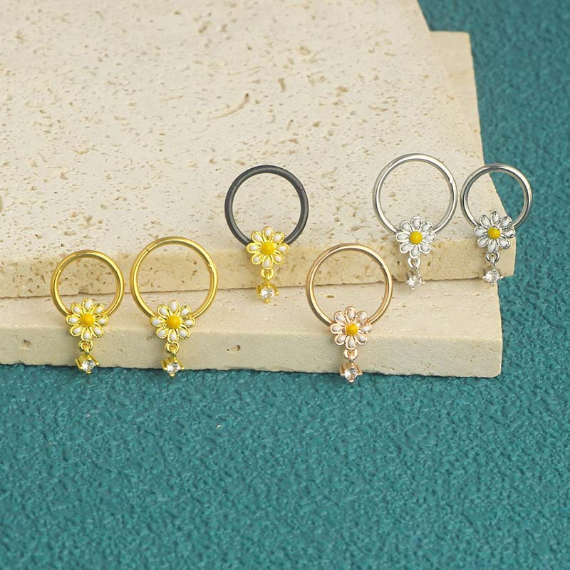 Star Flower Closed Ring Nose Ring Nose Clip Ear Bone Nail Nose Piercing Jewelry Wholesale - 316L Surgical Steel - Image 4