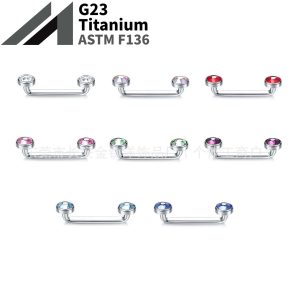 F136 Titanium Double Czech Diamond Inner Thread Right Angle Nail Implant Clavicle Nail Body Piercing Jewelry