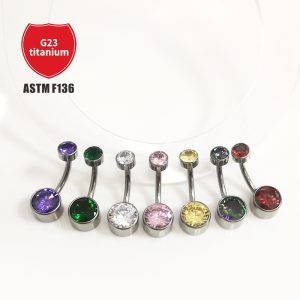 G23 Titanium Navel Ring with 5A Zircon Inner Threaded Cylindrical Belly Button Jewelry
