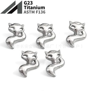 F136 Titanium Cut Out Fox Earrings Nose Studs Ear Bone Studs Cochlear Studs G23 Titanium Alloy Body Piercing Jewelry
