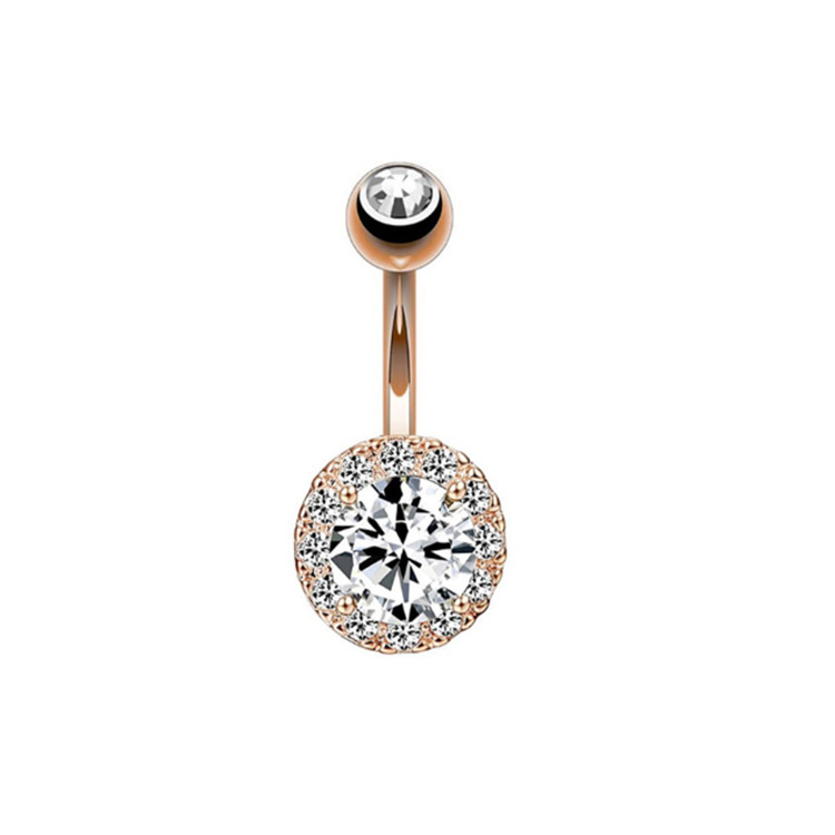 Amazon Wish Rose Gold 5-Piece Stainless Steel Navel Ring Set with Cubic Zirconia Belly Button Rings - Image 4