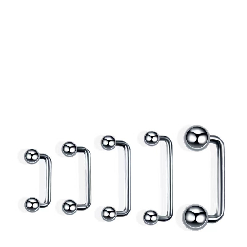 G23 Titanium Internally Threaded Arc Barbell Long Buried Nail Base Double-Ended Skin Nail Body Piercing Subcutaneous Implant Lock Bone Nail - 1.2x20mm Steel Color - Image 2
