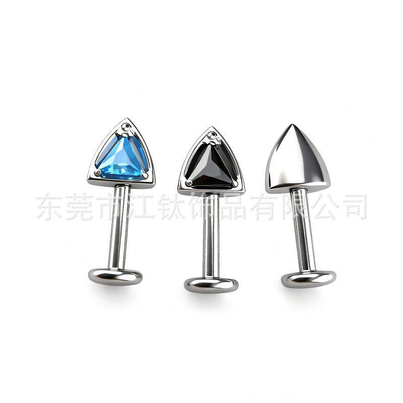 G23 Titanium Alloy Cat Ear Earring CZ Zircon Cartilage Stud Body Piercing Jewelry - Image 5