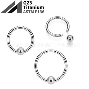 F136 Titanium Ball Ring BCR Multi-Purpose Nose Ring Lip Ring Universal Ring G23 Titanium Alloy Piercing Jewelry Ear Bone Ring