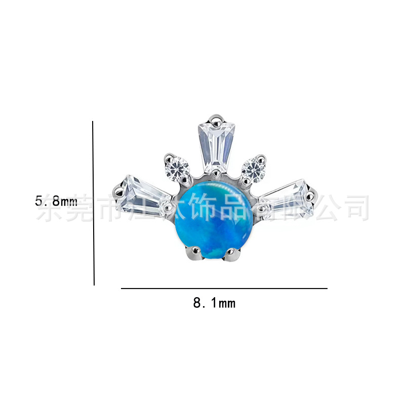 Aurora Opal Snowflake G23 Titanium Alloy Labret Stud Lip Piercing Jewelry Earrings - Image 2