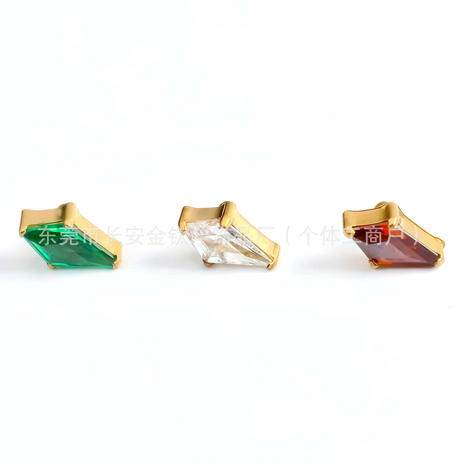 F136 Titanium 18K Gold-Plated Kite 5A Zircon Earrings Lip Nails Nose Nails G23 Titanium Alloy Body Piercing Jewelry - Image 2