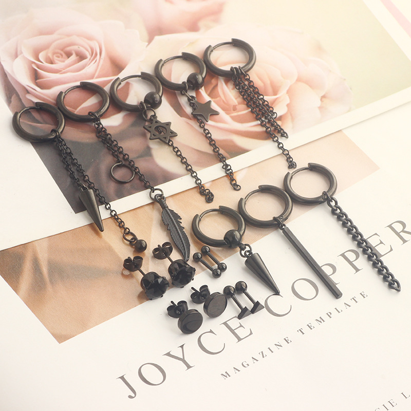 Vintage Great Wall Tassel Earrings Stainless Steel Coil Earrings for Men Women Geometric Black Silver Hottest 2022 Winter - Image 4