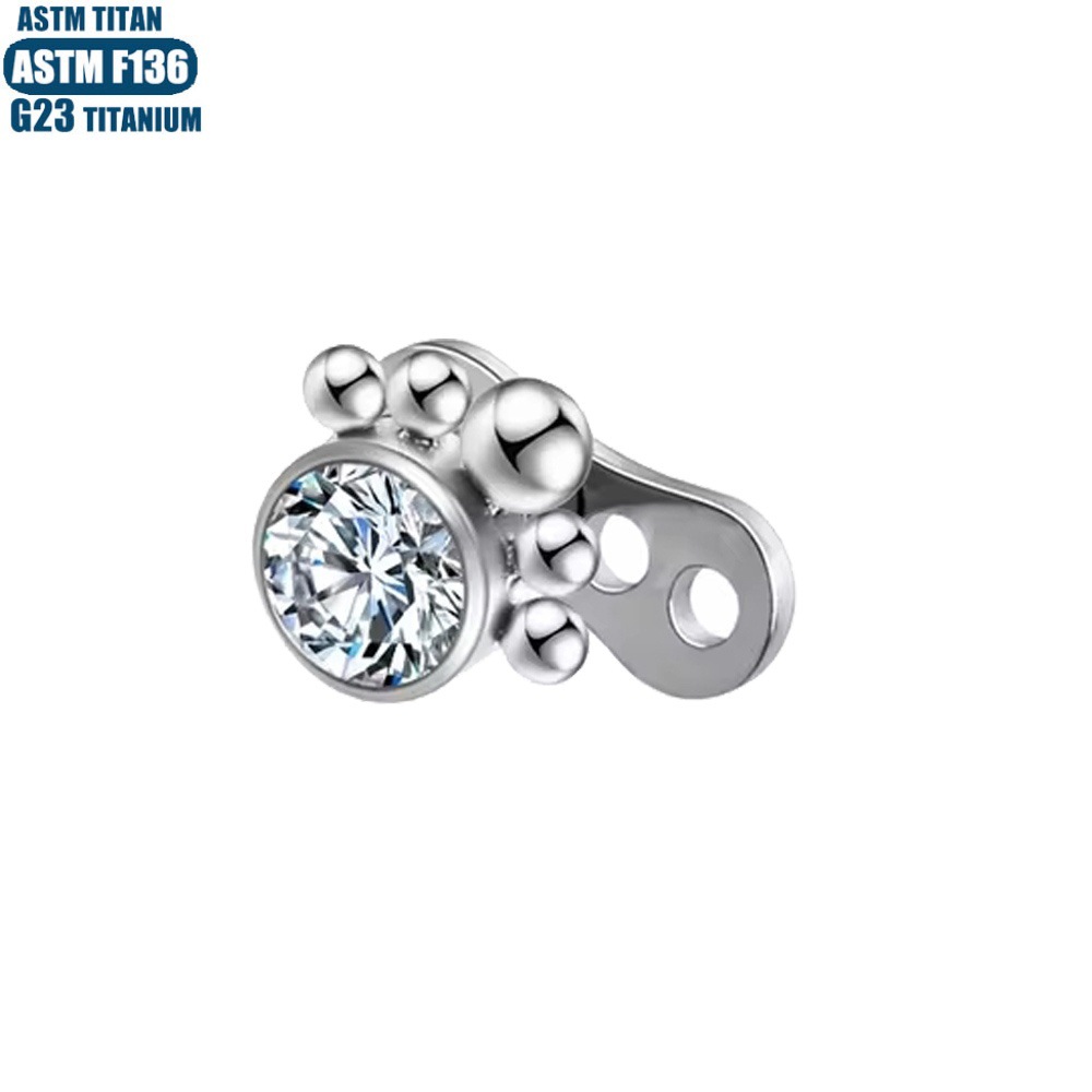 G23 Titanium Diamond Nail Welding Ball Internally Threaded Dermal Anchor Body Piercing Jewelry Clavicle Nail - Image 2