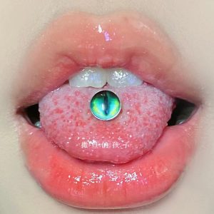 Tongue Nail Dripping Oil Eyes Tongue Ring Hot Punk Puncture Jewelry Steel 12mm