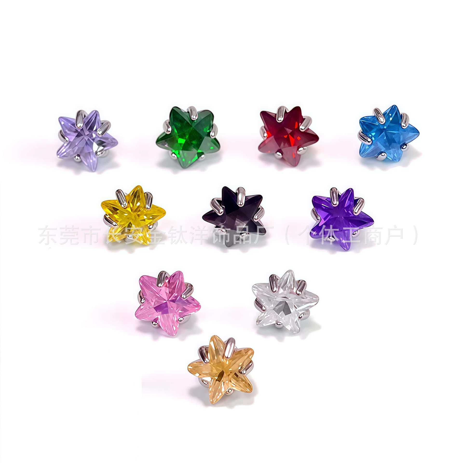 F136 Titanium Five-Pointed Star Claw Inlaid Zircon Lip Nose Ear Nail Ear Bone Nail G23 Titanium Alloy Body Piercing Jewelry - Image 5