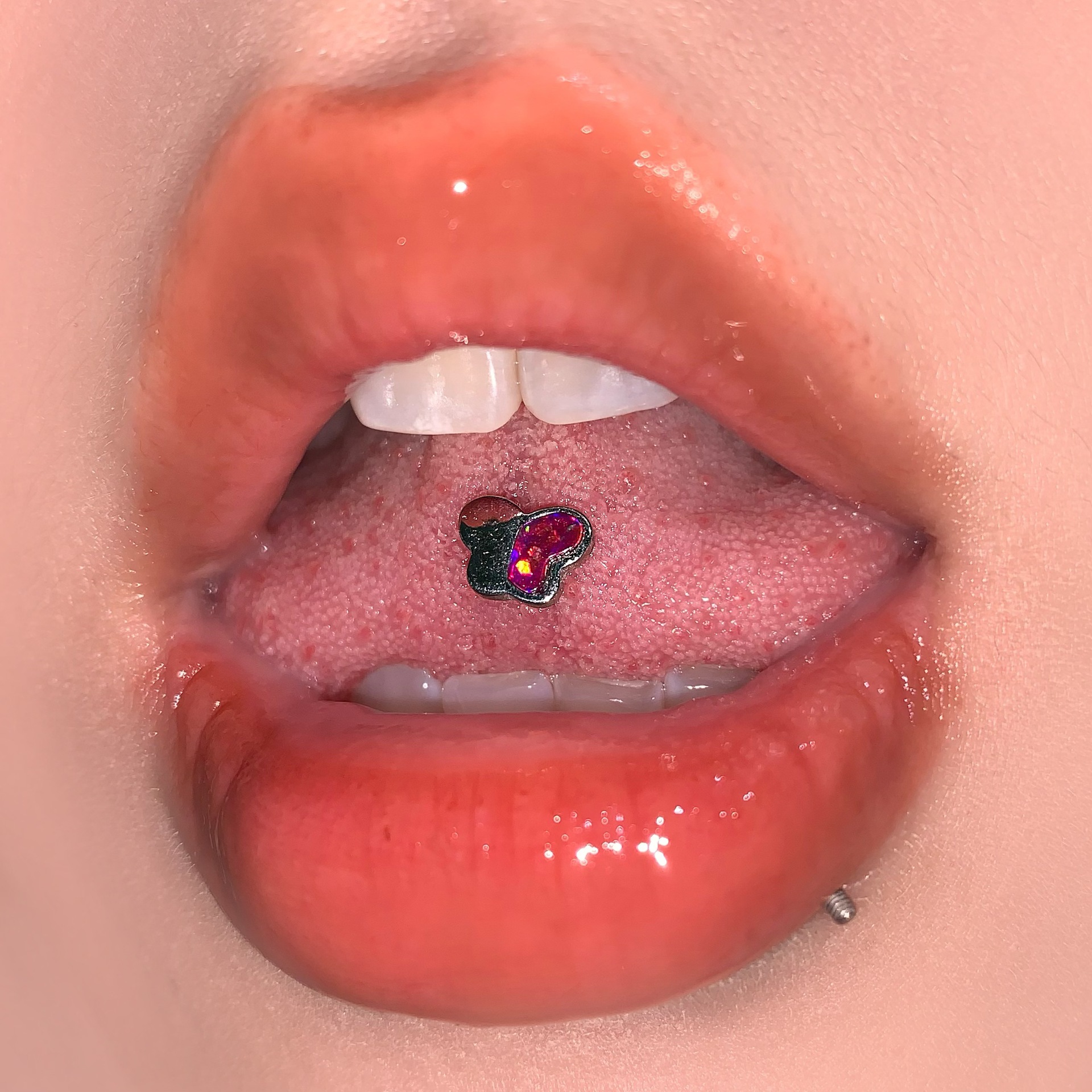 Opal Butterfly Tongue Nail 316L Surgical Steel Externally Threaded Tongue Ring Piercing Jewelry for Women Men - Image 3