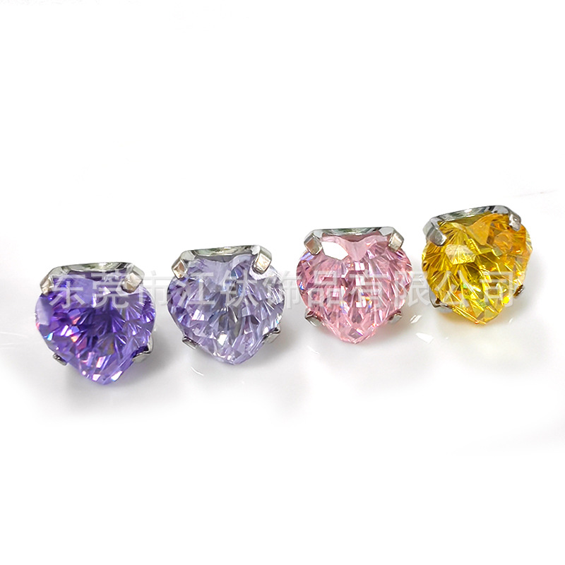F136 Titanium Ear Bone Nail Love Round Bottom Fireworks Zircon Cross-Border G23 Titanium Alloy Heart Ear Stud - Image 4