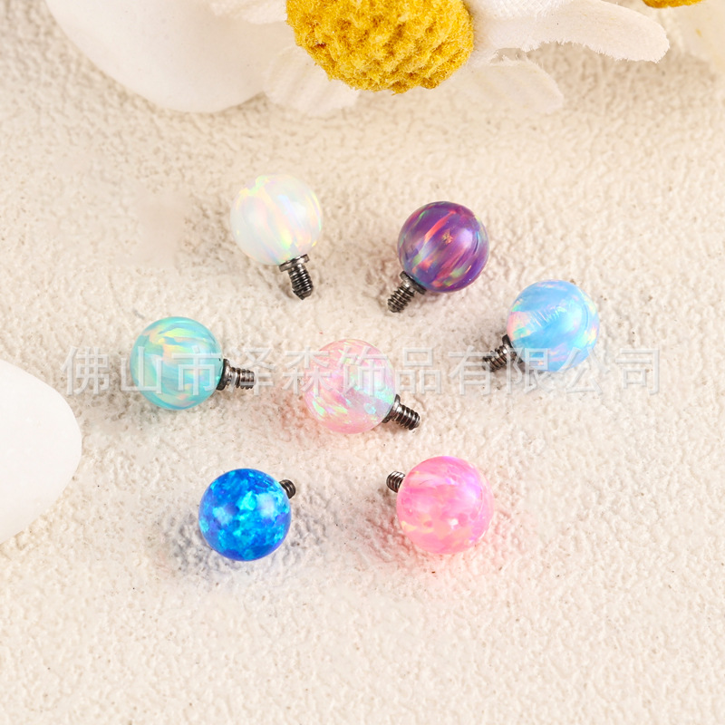 F136 Titanium Alloy Opal Ball Outer Teeth Tongue Barbell Lip Nail Tongue Nail Buried Nail Accessories - Image 4