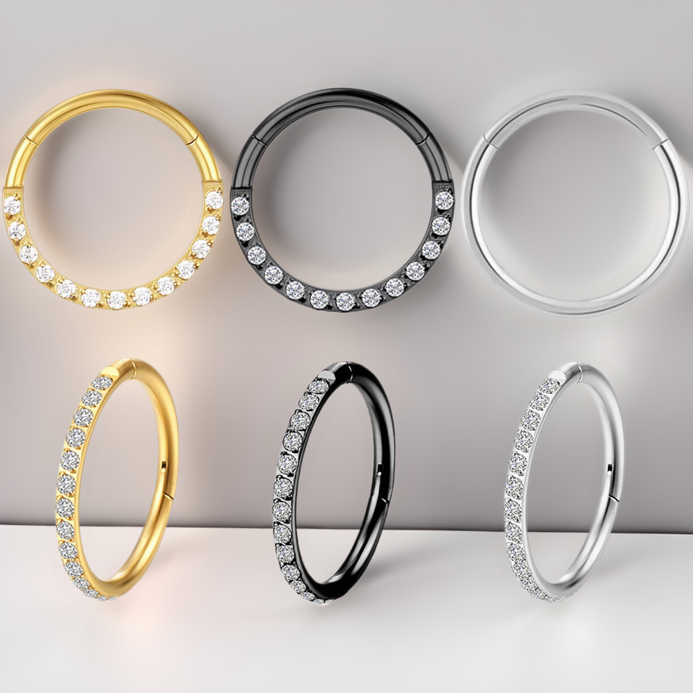 F136 Implant Grade Titanium Alloy Nose Ring Earring with Zircon CNC Seamless Ring - Fashion Geometric Jewelry - Image 4