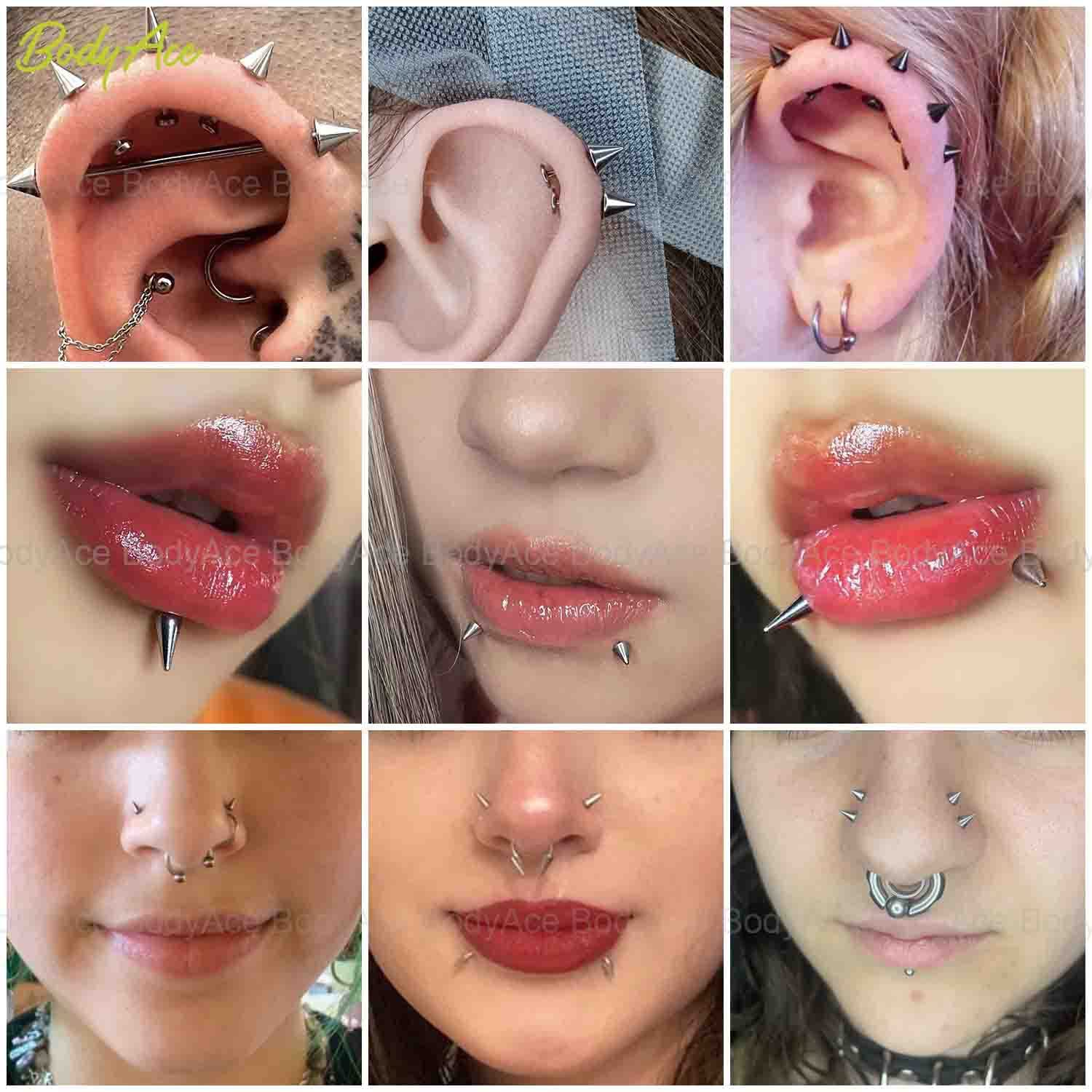 G23 Titanium External Thread Pointed Cone Devil Nail Lip Ear Bone Nail Tiger Tooth Nail Eyebrow Nail - Image 3