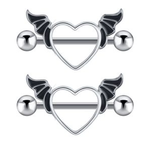 Love Angel Wing Nipple Ring 18K Gold Plated Stainless Steel Geometric Body Piercing Jewelry for Women