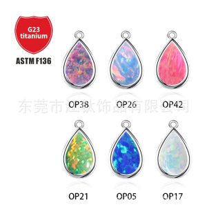 Opal Pear G23 Titanium Water Drop Stud Earrings Set - Cartilage Ear Bone Stud Body Piercing Jewelry