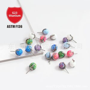 F136 Titanium Opal Lip Labret Stud Three Claw Ball Opal Pin G23 Titanium Alloy Body Piercing Jewelry 5mm